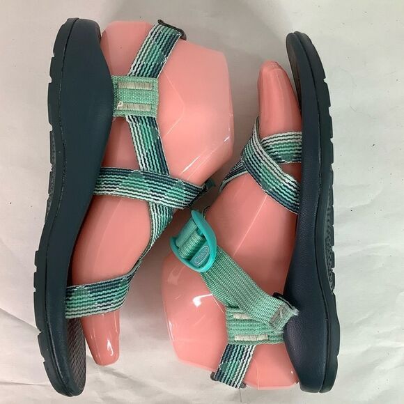 Chaco Webbing Comfort Multicolor Green Strip Strap Children Sandal Shoes Sz C3” - Picture 6 of 11